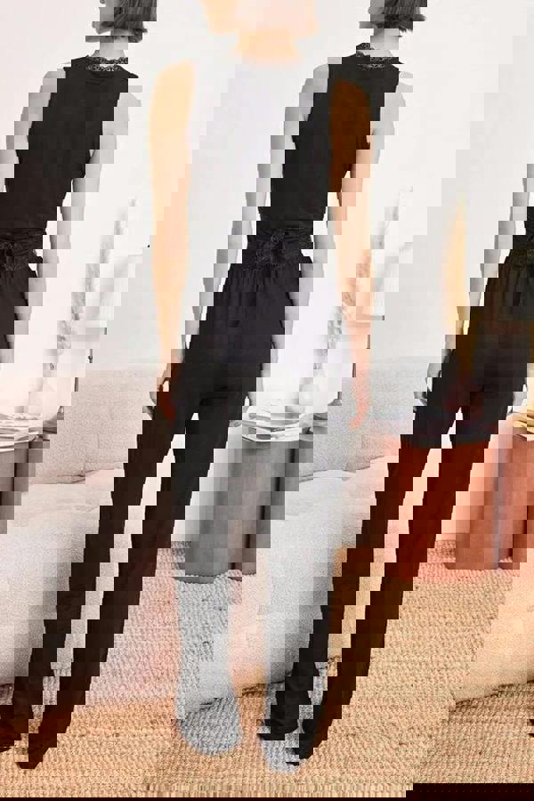 WOVCOR 2-Piece Wrap-Around Viscose Knit Pajama Set with Lace Details