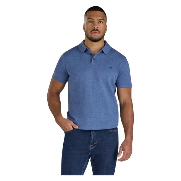 Raging Bull Mens Knitted Short-Sleeved Polo Shirt - Chambray - 