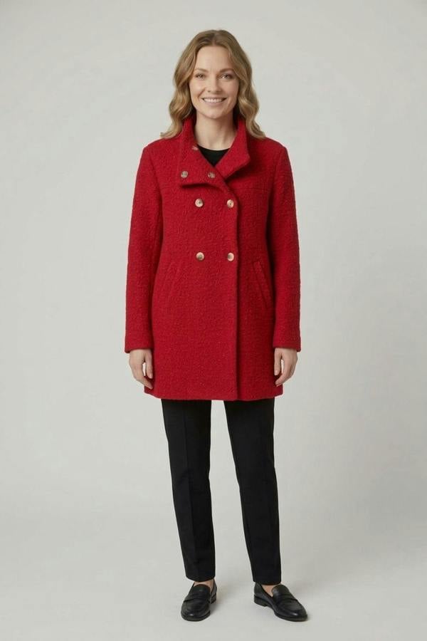Red | Double Breasted Teddy Coat