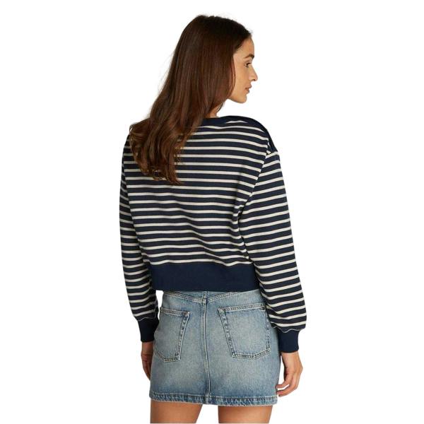 Tommy Hilfiger Womens/Ladies Striped Boat Neck Regular Sweatshirt - Black/White - 