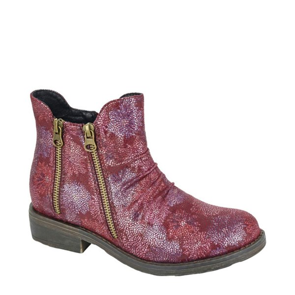 Cipriata Agatina 3 Zip Flower Printed Fashion Ankle Boots