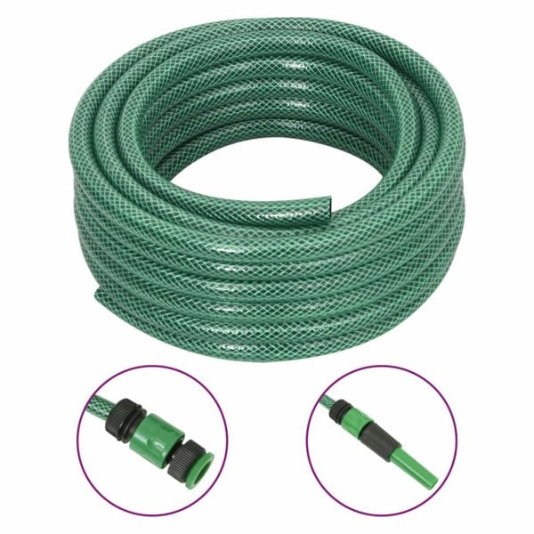 Berkfield Garden Hose with Fitting Set Green 0.6" 30 m PVC