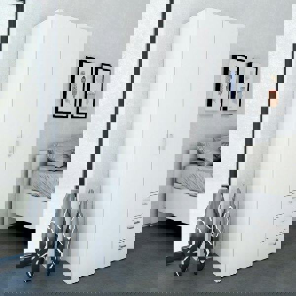 Furniture To Go Space Wardrobe with 2 doors + 3 drawers White 1750