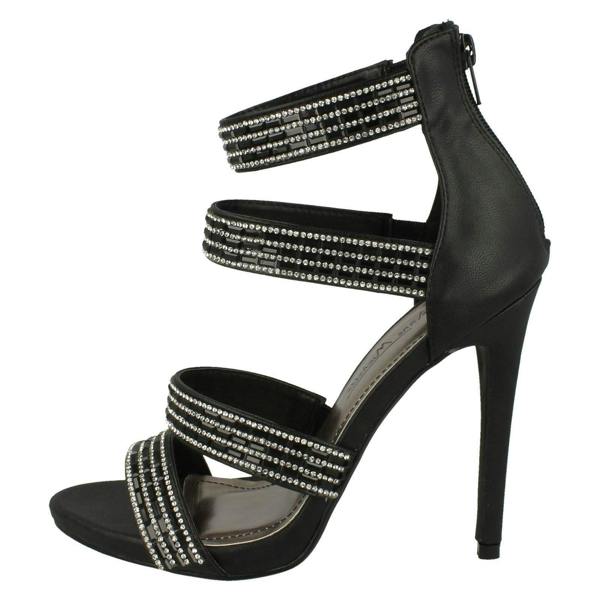 Anne Michelle Ladies Anne Michelle Strapy Zip Up Heeled Party Shoes