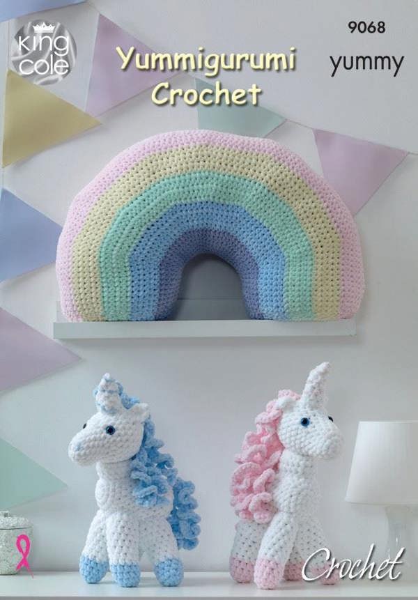 King Cole Yummy Crochet Pattern 9068, Cushions, Toys - Advanced