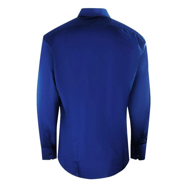 Aquascutum Plain Branded Logo Long Sleeve Shirt - Royal Blue