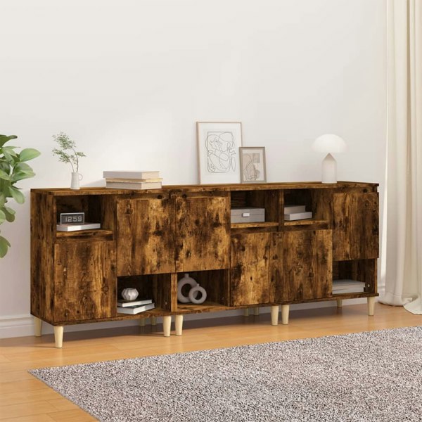 Berkfield Sideboards 3 pcs Smoked Oak 60x35x70 cm Engineered Wood