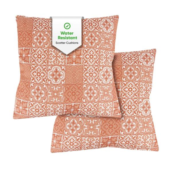 Gardenwize Pair of Outdoor Scatter Cushions – Jacquard Pink Design
