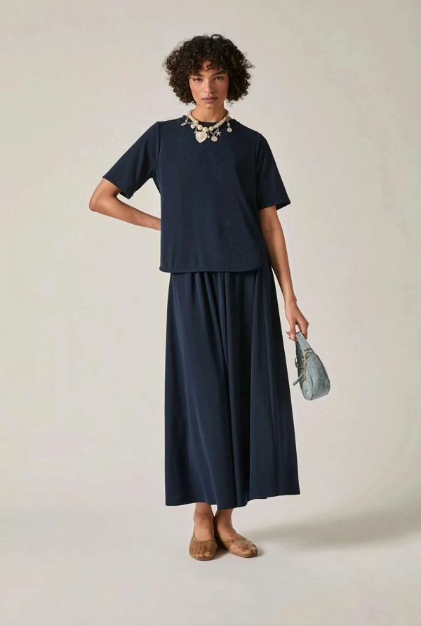 James Lakeland Navy Jersey Relaxed Top