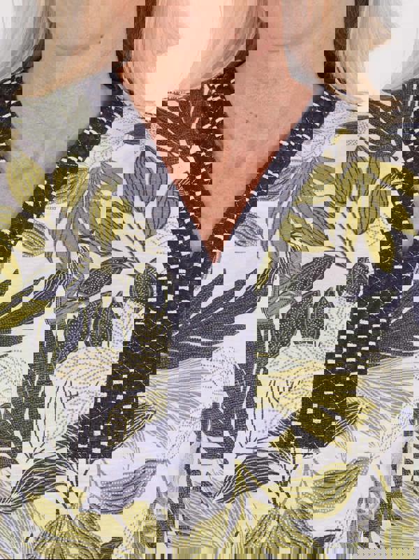 TIGI Embroiderd Notch Neckline Jungle Print Top