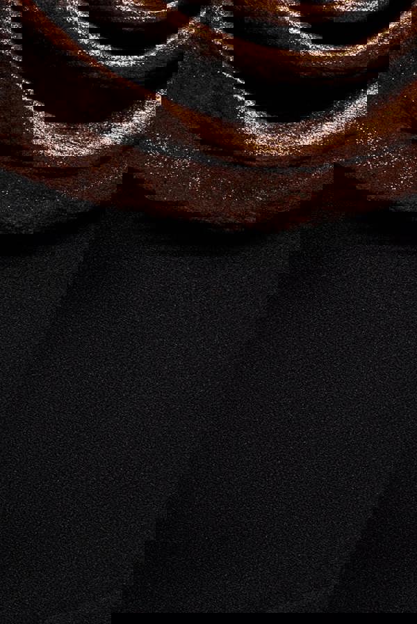 Foil Chiffon Cowl One Shoulder Cape Maxi Dress - Black Bronze DR4998