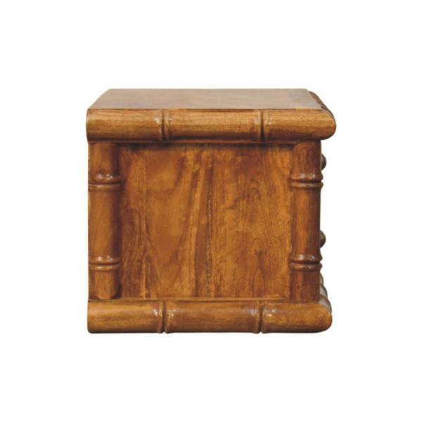 Artisan Furniture Solid Wood Bamboo Bedside in Amber Oak Finish, 2 Drawers, Brown