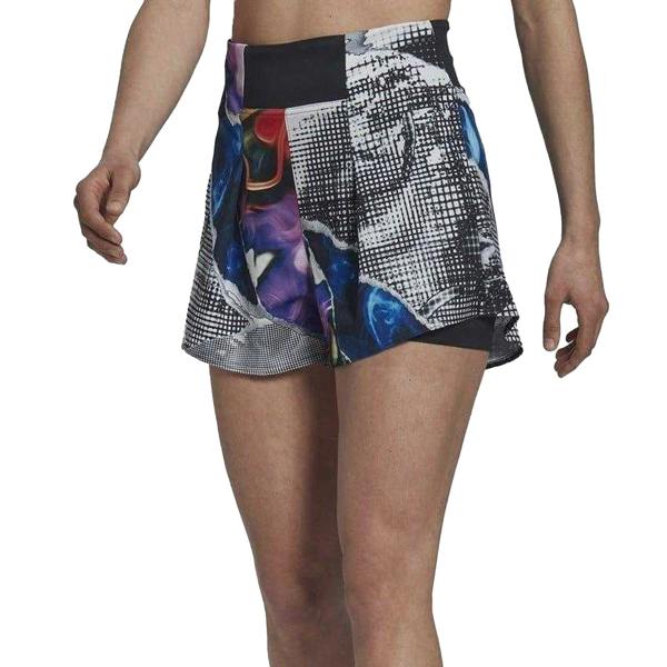 Adidas Womens/Ladies All-Over Print Running Shorts - Black Print - 
