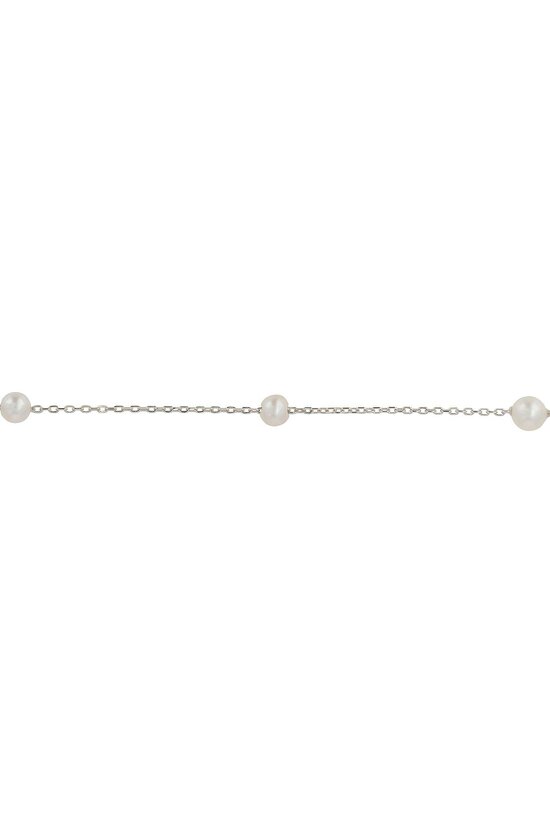 Latelita Solid 14k White Gold Natural Spaced Pearl Bracelet