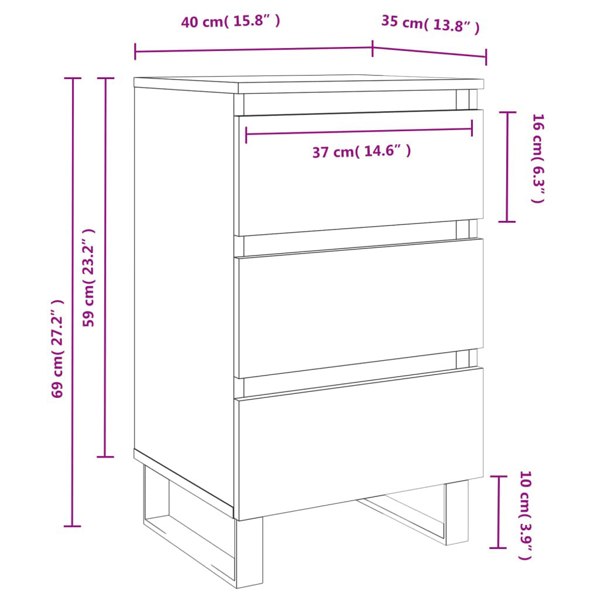 Berkfield Bedside Cabinets 2 pcs Concrete Grey 40x35x69 cm Engineered Wood