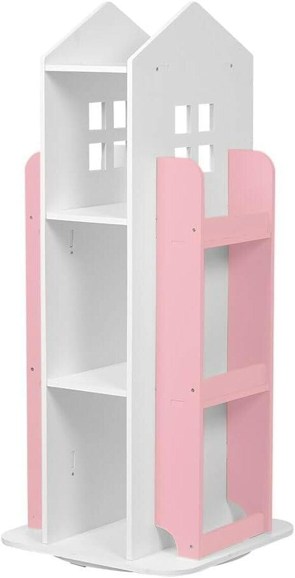 Neo Pink House Shaped 360° Rotating Kid's Freestanding Bookshelf