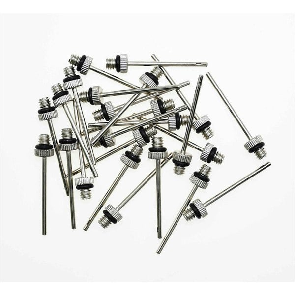 24 PACK - 2mm Thin Ball Inflator Needle Adapters - Football Pump Screw Thread