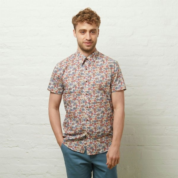 Gabicci V54GW04 Mens Harvey Short Sleeve Pattern Shirt Gabicci Vintage - AQUA
