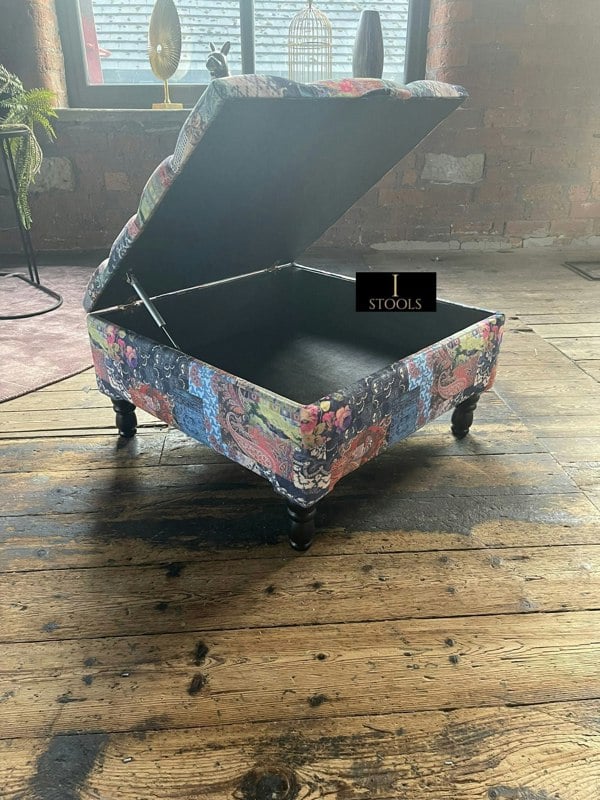 PREMIUM Ottoman storage square Demask multicolour - ISTOOLS