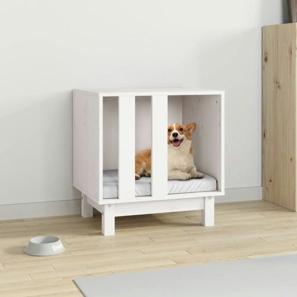 Berkfield Dog House White 50x40x52 cm Solid Wood Pine