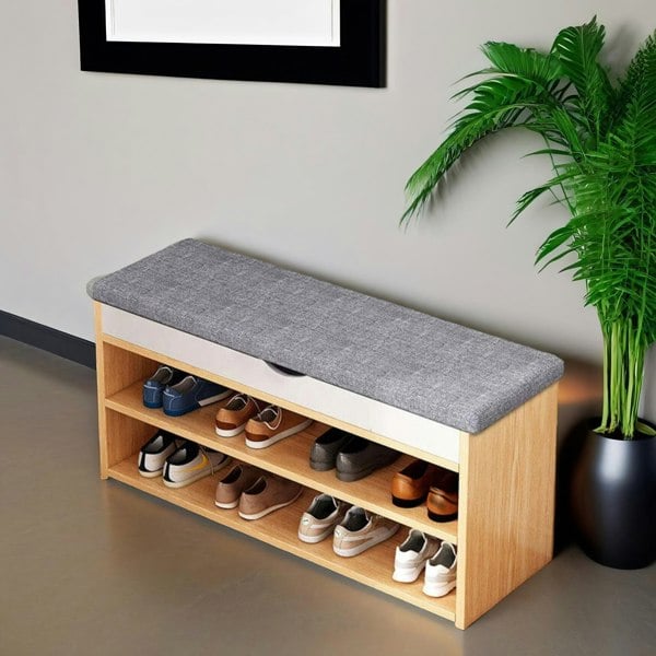 Rafaelo Mobilia 3 Tier Shoe Storage Bench With Seat & Storage