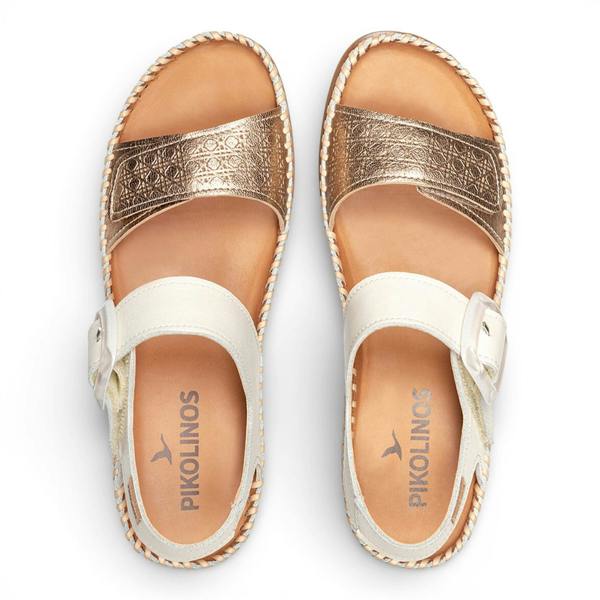 Pikolinos Women's White Leather Lightweight Summer Wedge Sandals - Cadaques