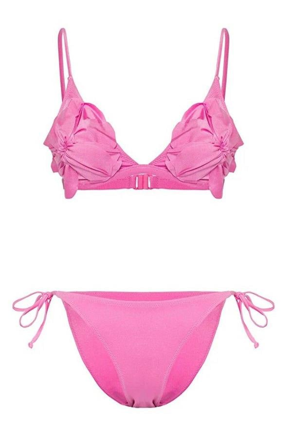 WOVCOR Applique Detail Triangle Padded Regular Waist Bikini Set