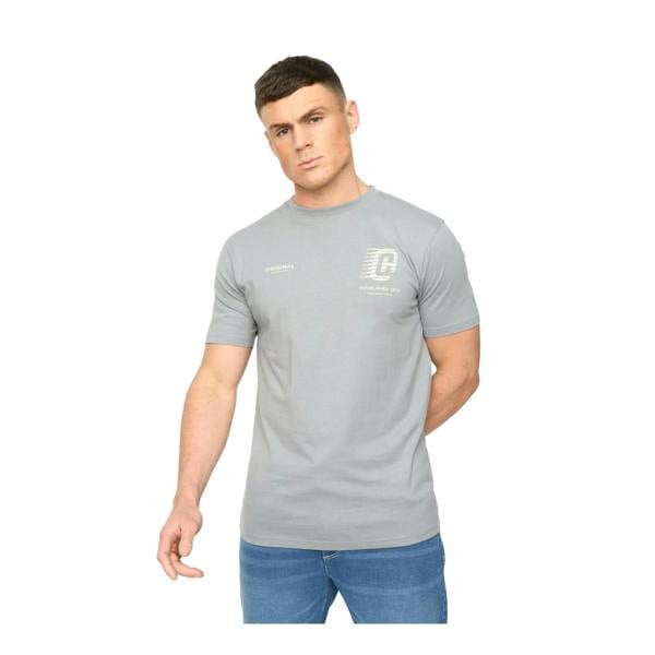 Crosshatch Mens Morville Cotton T-Shirt - Steel Blue - 