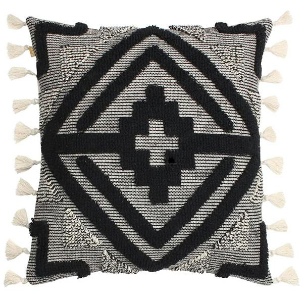 Furn Kalai Tufted Tassel Cushion Cover - Black - 