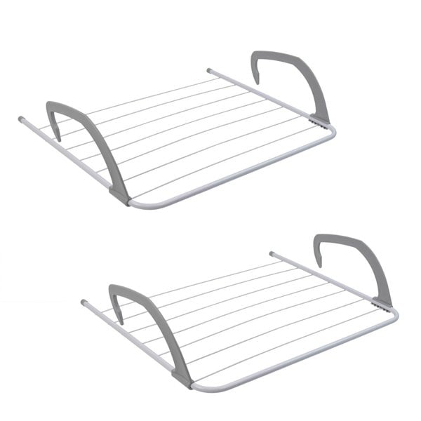 JVL Over Door Radiator Clothes Drying Airer-6M, White, Pack of 2