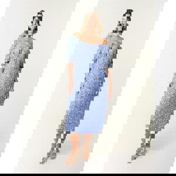 Blue Vanilla Curve Milkmaid Stretch Crepe Midi Dress