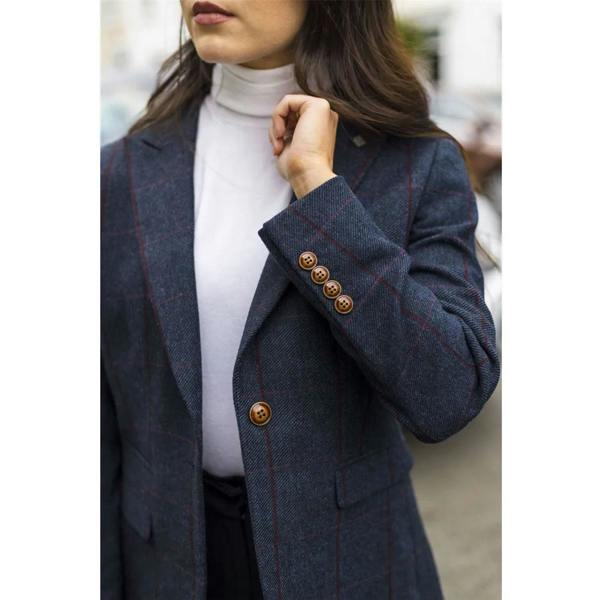 Paul Andrew Women's Navy Tweed Tailored Fit Formal Blazer