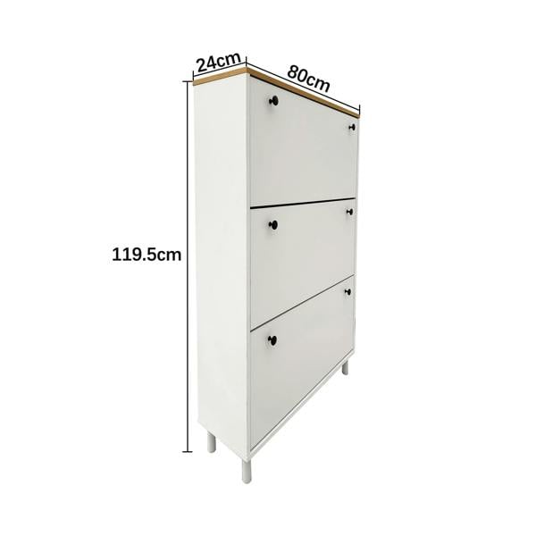 HYGRAD BUILT TO SURVIVE Shoe Storage Cabinet Flip Doors Type Entryway Shoe Rack Storage Organizer Footwear Organiser Space-saving w/ 3 Drawers