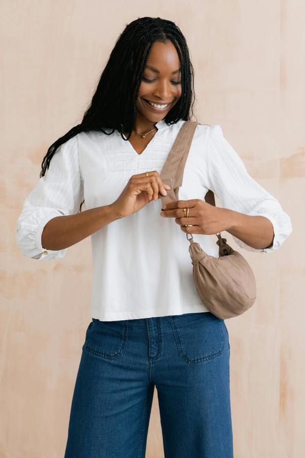 Lily & Me Cotton Twill Crossbody Bag Mocha
