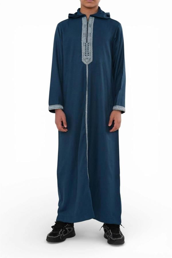Infinity Leather Kids Boys Eid Hooded Moroccan Thobe Robe Djellaba Ramadan Jubba- K-HM3