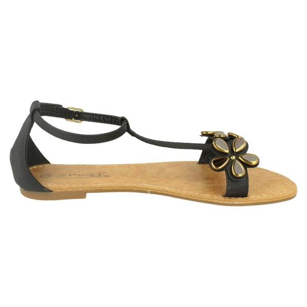 Spot On Ladies Spot On T-Bar Ankle Strap Summer Sandals