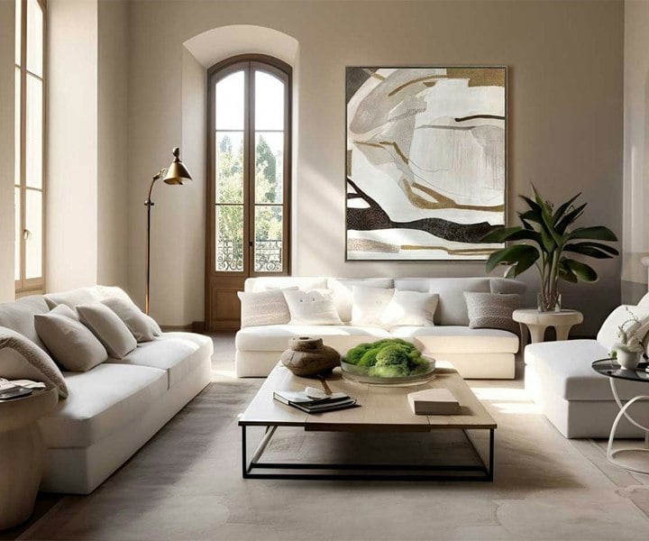 Dielo collection wall art in a sleek 'L' shaped frame, adding sophistication to high-end home decor.