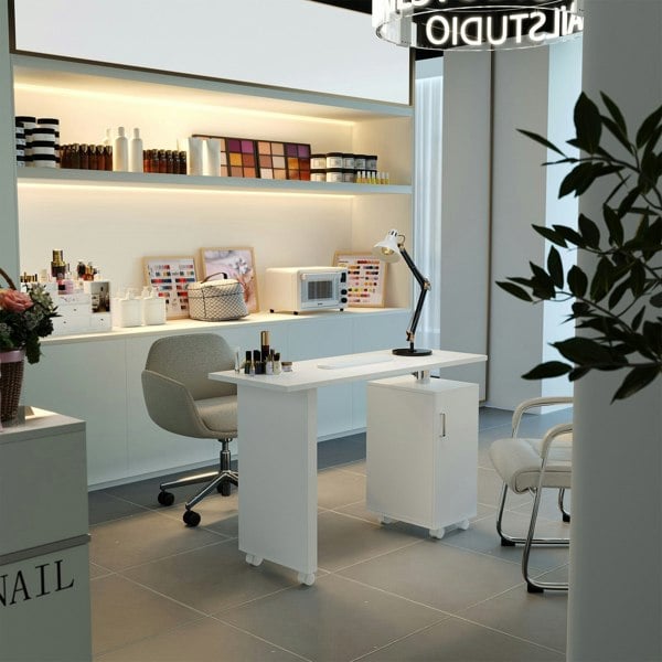 120cm White Manicure Table Salon Station with Storage Dressing Tables Living and Home