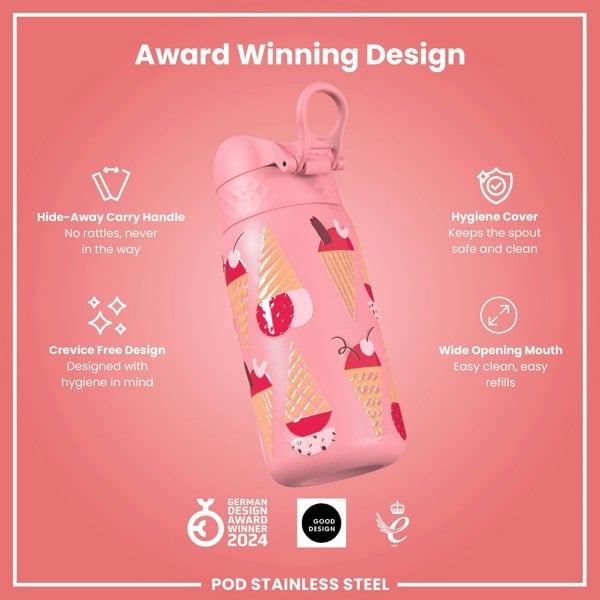 ION8 Leak Proof Thermal Steel Water Bottle, Insulated, Ice Creams, 320ml (11oz)
