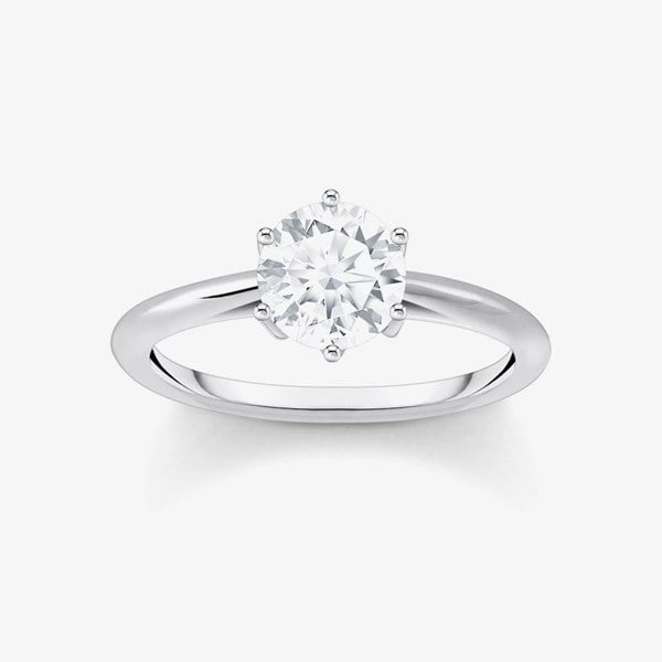 THOMAS SABO Sterling Silver Brilliant Cut Cubic Zirconia Solitaire Ring TR2474-051-14