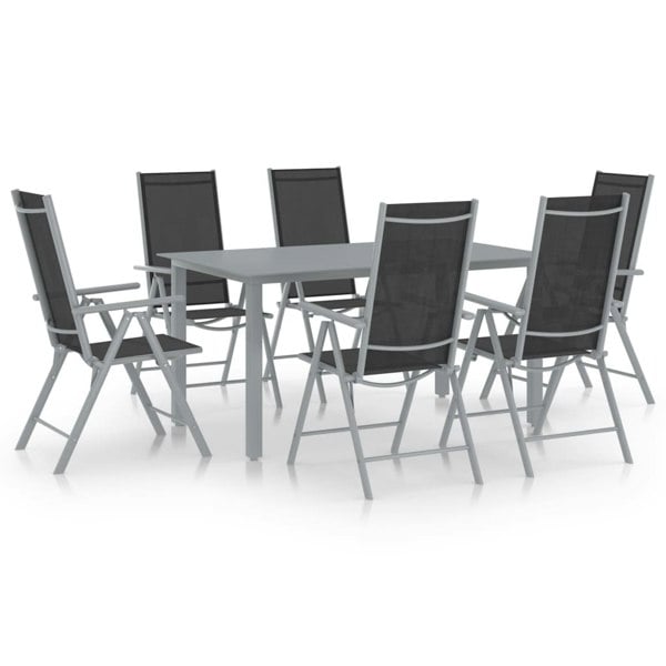 Berkfield 7 Piece Garden Dining Set Aluminium Silver and Black