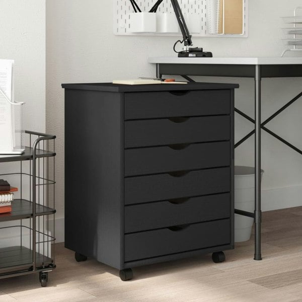 Berkfield Rolling Cabinet with Drawers MOSS Grey Solid Wood Pine