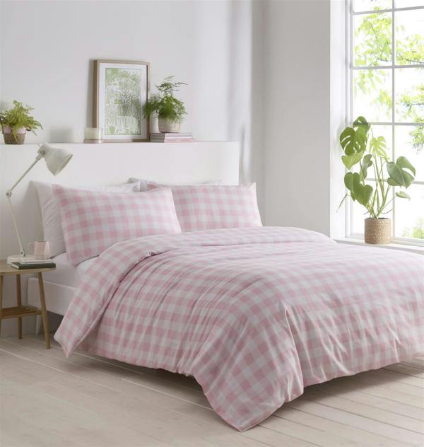 Gingham Pink Duvet Cover Set