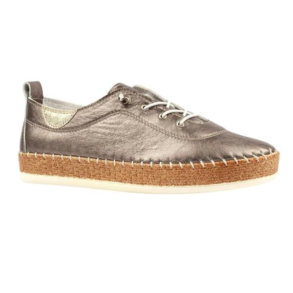 Lunar Womens Evette Leather Soft Plimsolls - Pewter