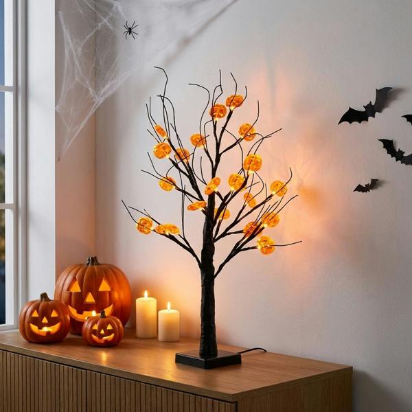 Garden Greatness Halloween Light Up Pumpkin Birch Tree