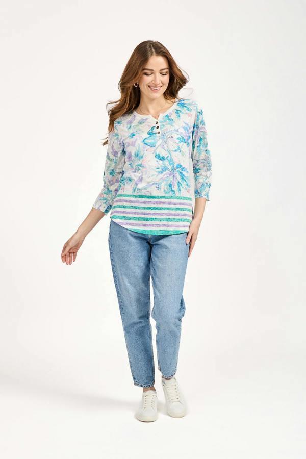 Mudflower Floral Print Lightweight Top