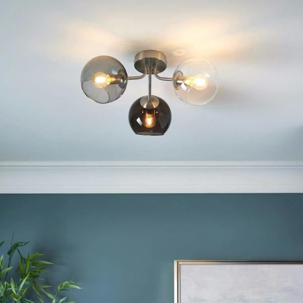 Pagazzi Lighting Branco 3 Light Semi-Flush Ceiling Light