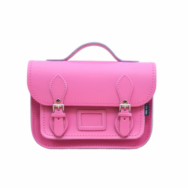 Zatchels Leather Midi Satchel - Hot Fuchsia Pink