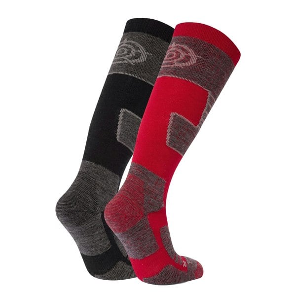 TOG24 Mens Linz Ski Socks (Pack of 2) - Black/Chilli Red