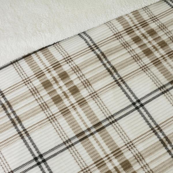 Catherine Lansfield Cosy Ribbed Check Duvet Cover Set Natural